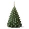 Pine Tree LED Flameless Candle - Small Sculpted Christmas Decor, Green Wax, 5.75" H x 3" L x 3" W, Wipe Clean